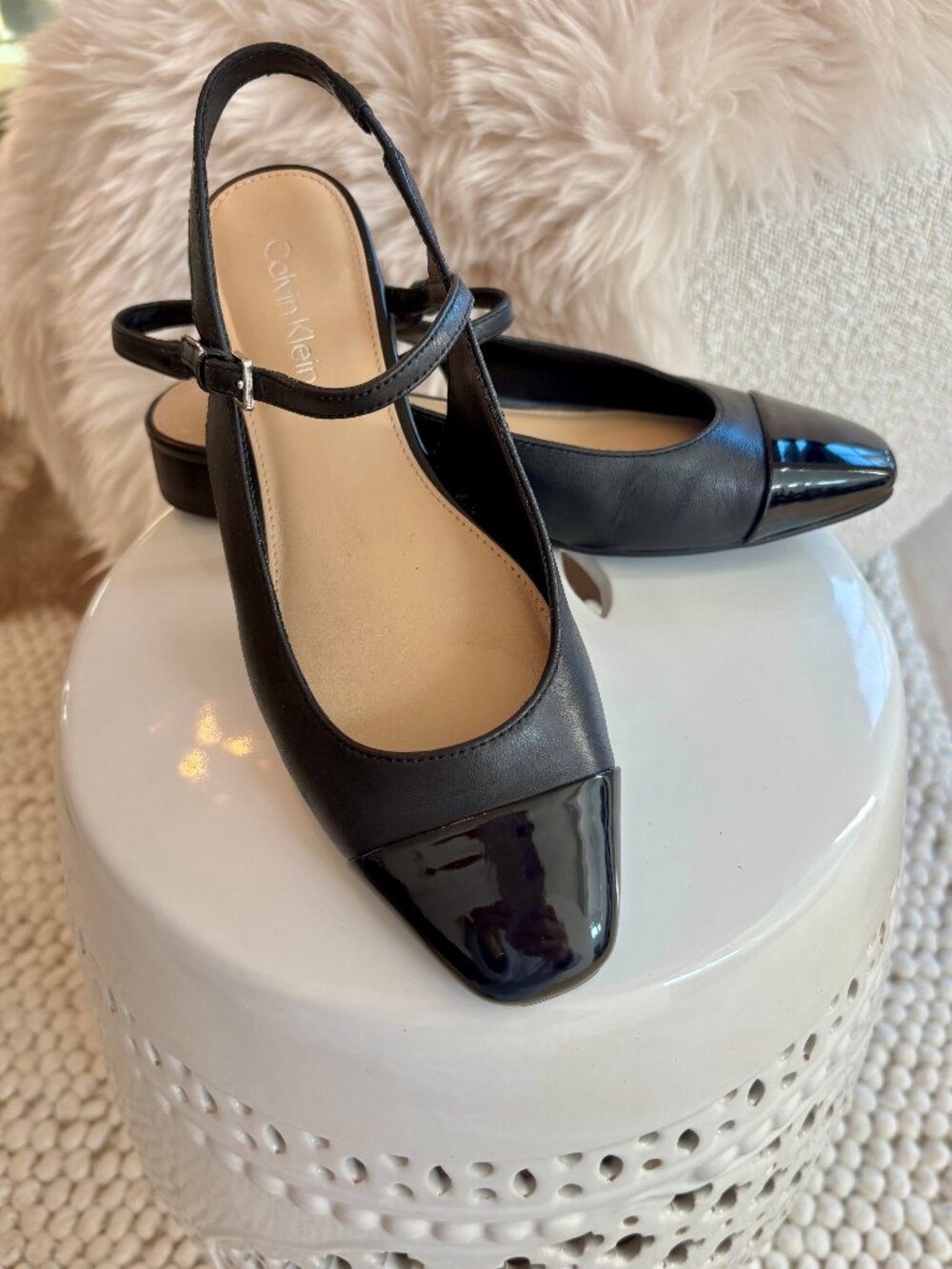 Calvin Klein CBK‑Inspired Slingback Flats | Size 7.5 M | Modern Minimal